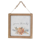 Melrose Wood Beaded Hanging Harvest Grateful Thankful Sentiment (Set of 2)