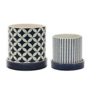 Melrose Geometric Pattern Planter with Plate Set of 2 Planter, Dolomite