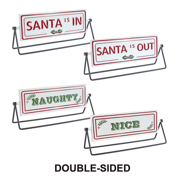 Melrose Reversible Christmas Sentiment Metal Table Sign (Set of 2)