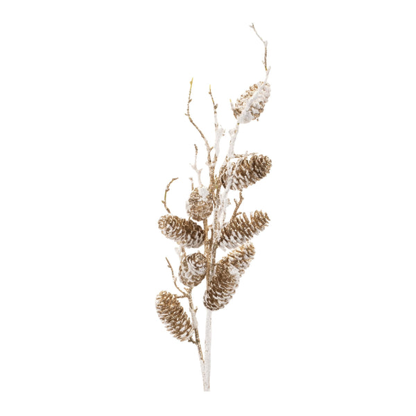 Melrose Snowy Glittered Pinecone Twig Spray (Set of 4)