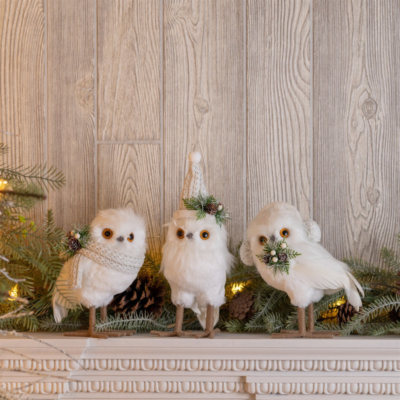 Melrose Winter Owl Figurines – Set of 3