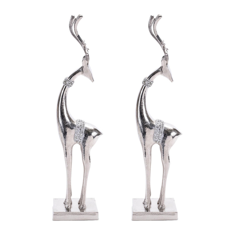 Melrose Aluminum Metal Holiday Deer (Set of 2)