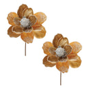 Melrose Beaded Gold Magnolia Flower Stem (Set of 2)