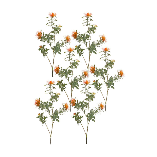 Melrose Orange Flocked Protea Spray (Set of 6)