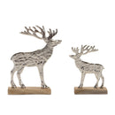Melrose Metal Deer Silhouette with Wood Base (Set of 2)