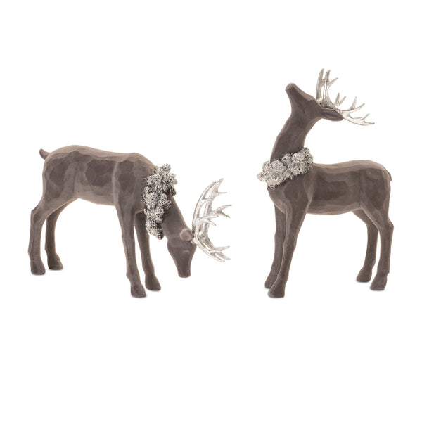 Melrose Velvet Holiday Deer Figurine (Set of 2)