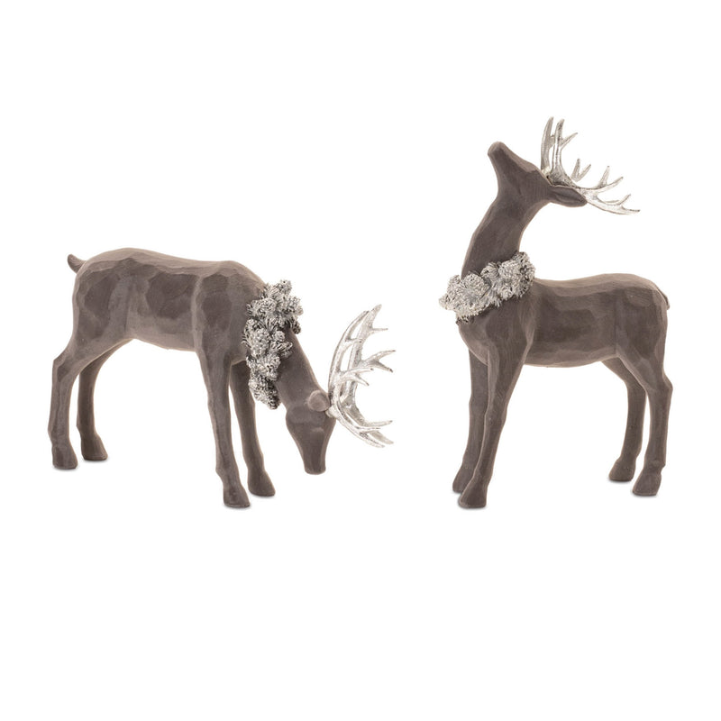 Melrose Velvet Holiday Deer Figurine (Set of 2)