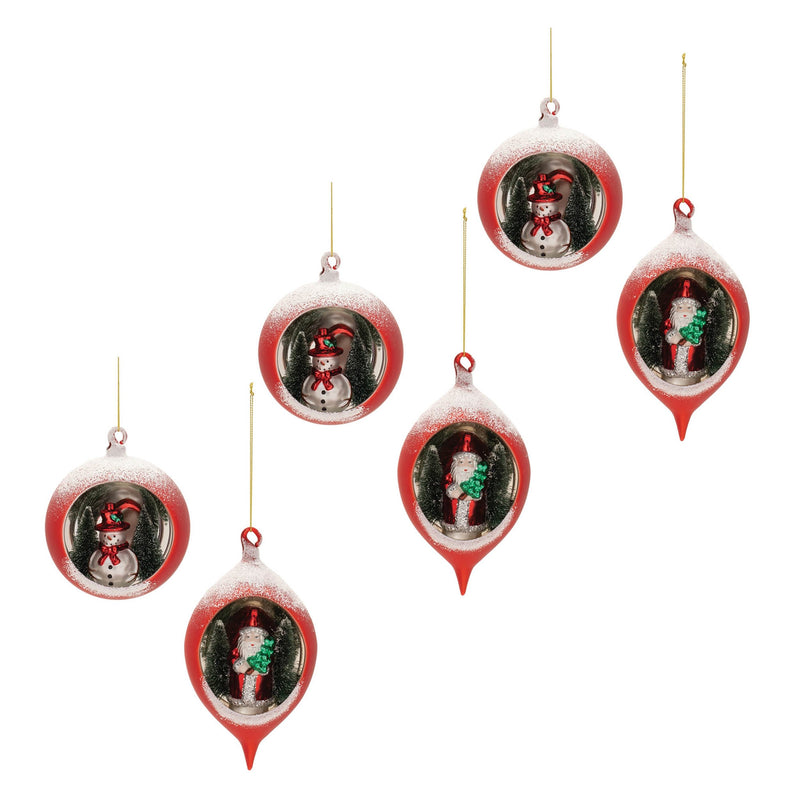Melrose Mercury Glass Ornament with Pine Trees (Set of 6)