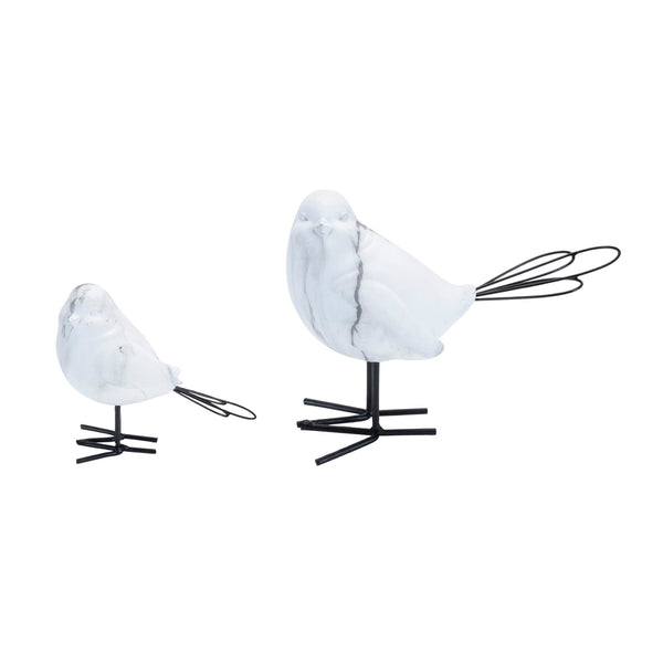 Melrose Marble Print Bird Figurine (Set of 4)