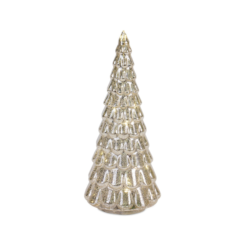 Melrose LED Lighted Mercury Glass Holiday Tree Decor (Set of 4)