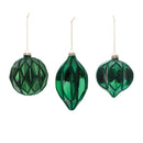 Melrose Green Textured Harlequin Glass Ornament (Set of 6)