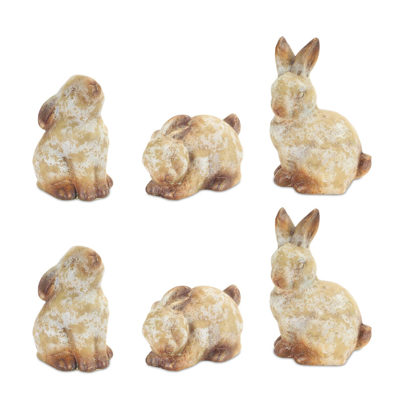 Melrose Weathered Terra Cotta Rabbit Garden Statue (Set of 6)