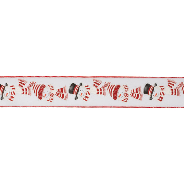 Melrose Glittered Snowman Wired Ribbon (Set of 2)