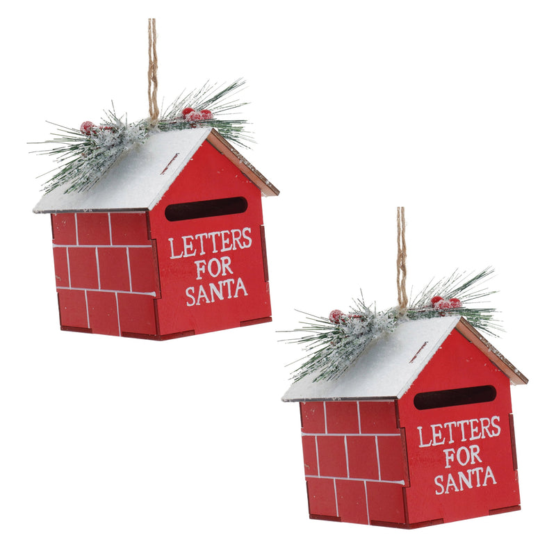 Melrose Frosted Metal Mailbox Oranment (Set of 2)