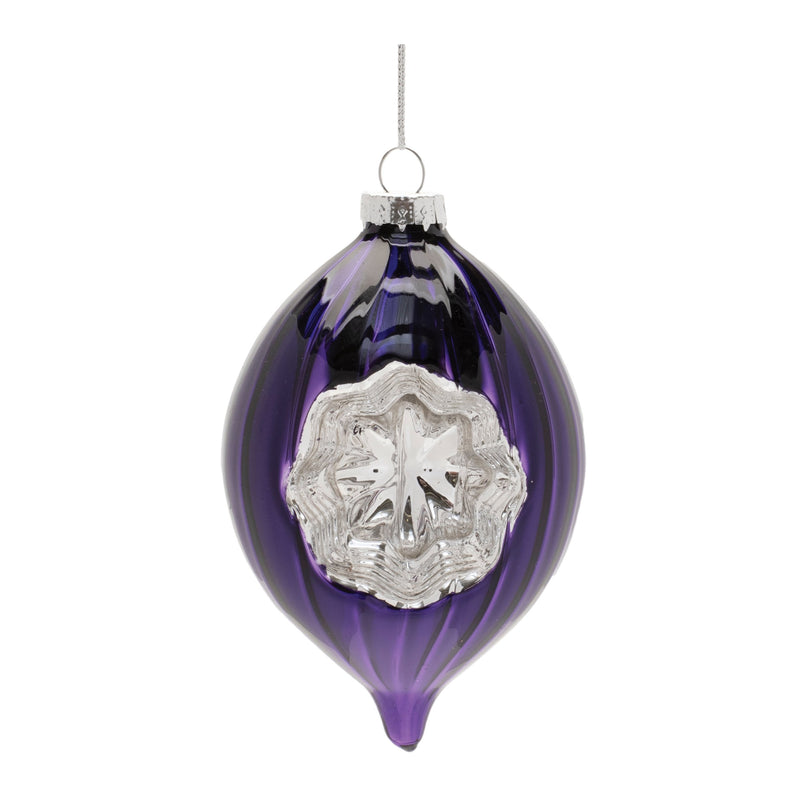 Melrose Purple Glass Reflector Ornaments – Set of 12