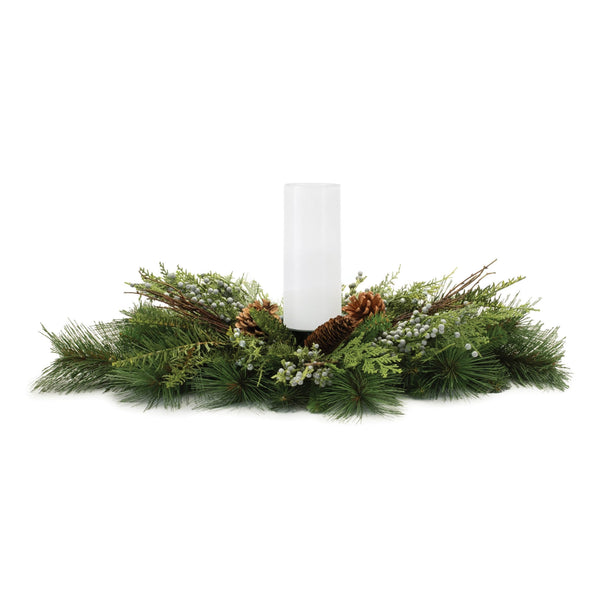 Melrose Mixed Pine Juniper Candle Holder 28"L