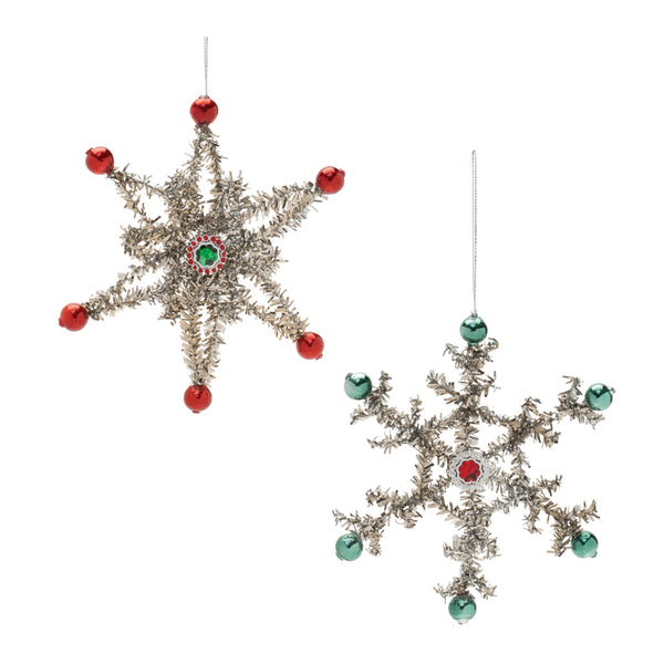 Melrose Jeweled Tinsel Snowflake Ornament (Set of 12)