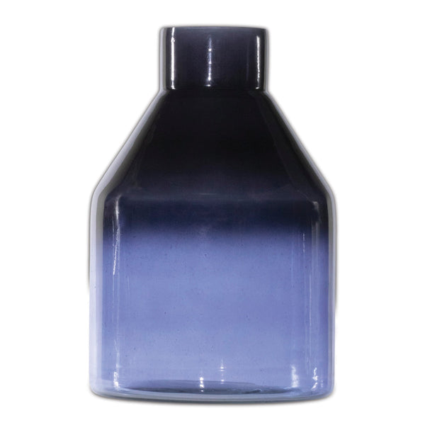 Melrose Blue Soda Lime Glass Bottle Vase 7"H