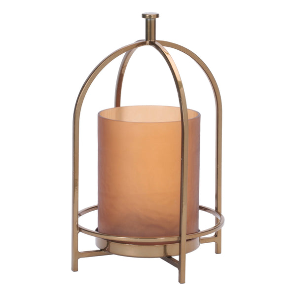 Melrose Amber Glass Candle Holder with Arched Frame 11.25"H