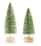 Melrose LED Lighted Green Bottle Brush Tree with Wood Base and Gold Accent (Set