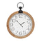 Melrose 31” Round Wood Under Glass Wall Clock, Rustic, Battery Operated, Analog