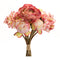 Melrose Coral Pink Peony and Hydrangea Flower Bouquet (Set of 6)