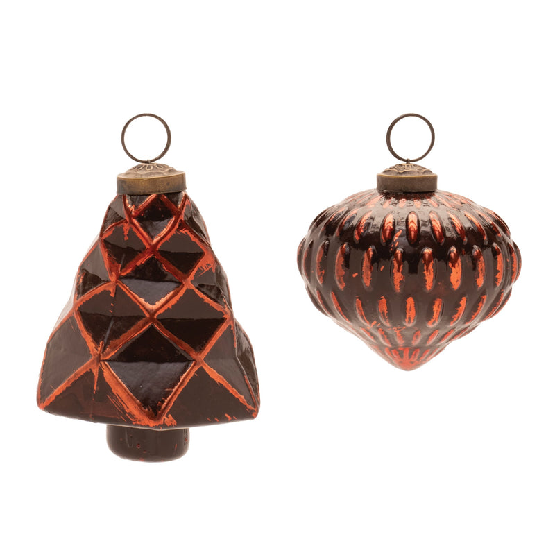 Melrose Textured Glass Tree and Onion Ornament (Set of 6)