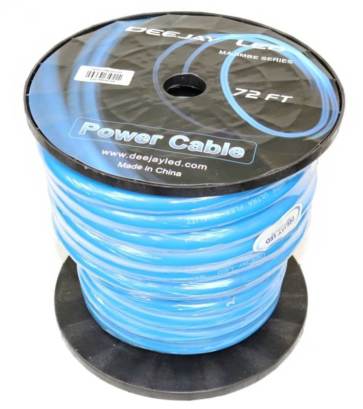 DeeJay LED TBH072BLUEMIX 0 Gauge 72 Ft Power Cable - Blue