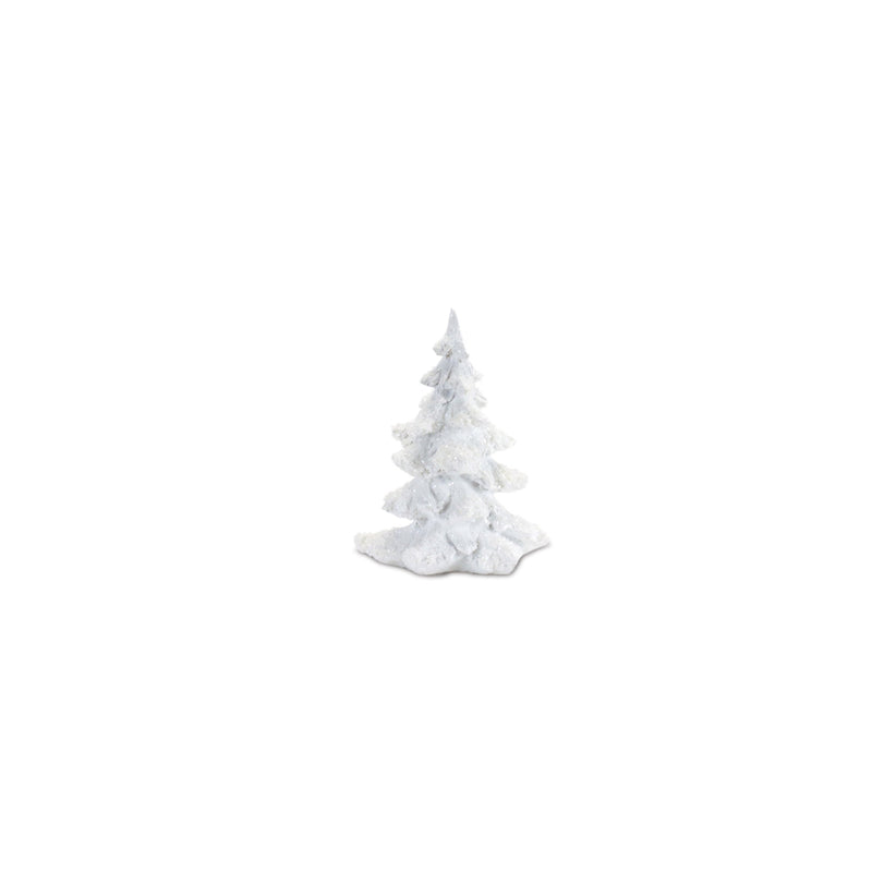 Melrose Flocked White Pine Tree with Carved Design (Set of 4)