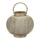 Melrose Distressed Punched Metal Lantern 8.5"D Rustic Copper  Green Decorative