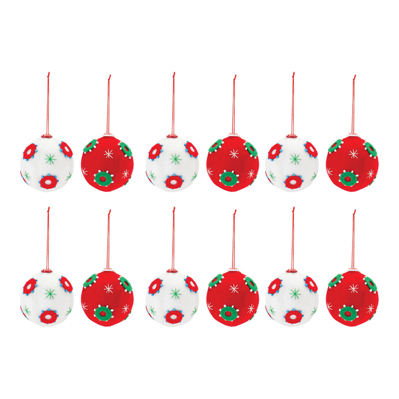 Melrose Whimsical Fabric Ball Ornament (Set of 12)