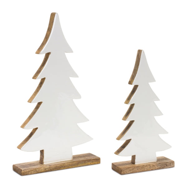 Melrose Pine Tree on Natural Wood Base (Set of 2)