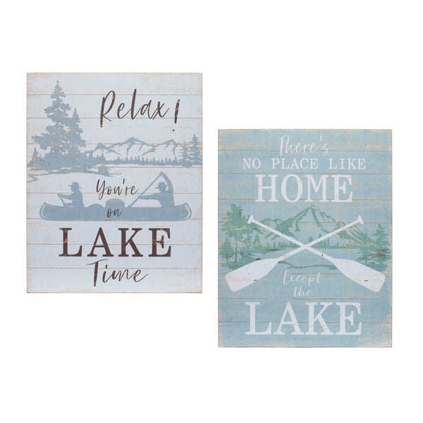 Melrose Wooden Lake Life Sentiment Sign Wall Decor, Rustic, Wood