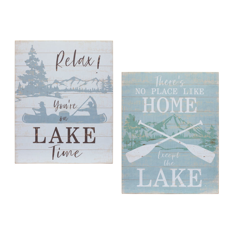 Melrose Wooden Lake Life Sentiment Sign Wall Decor, Rustic, Wood