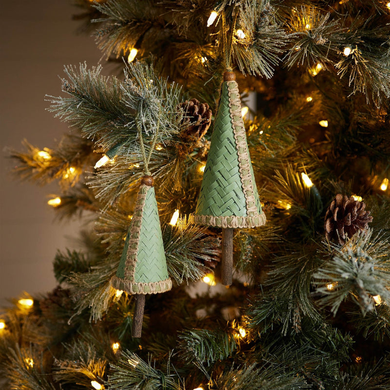 Melrose Woven Bamboo Pine Tree Ornament (Set of 4)
