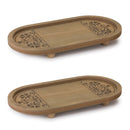 Melrose Ornate Wood Tray (Set of 2)