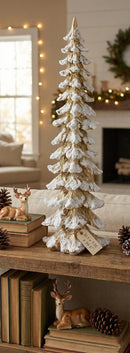 Gold Flocked Pine Tree 34.5"H