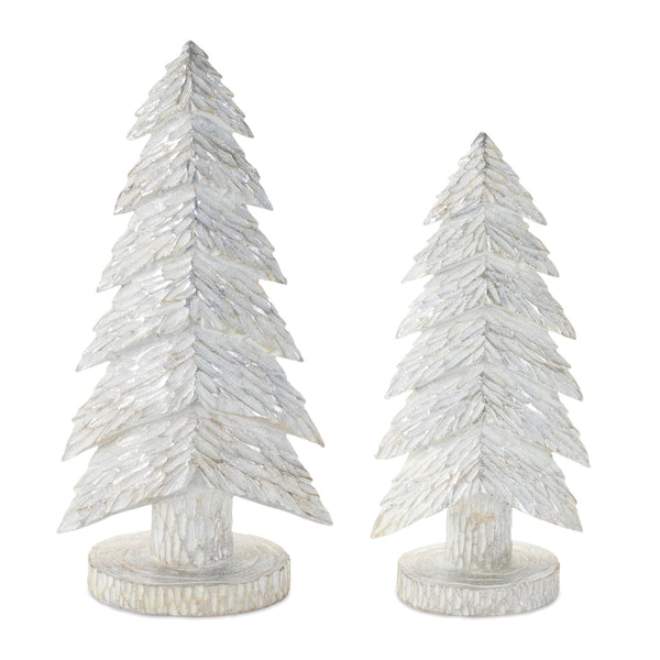 Melrose White Christmas Tabletop Trees (Set of 2)