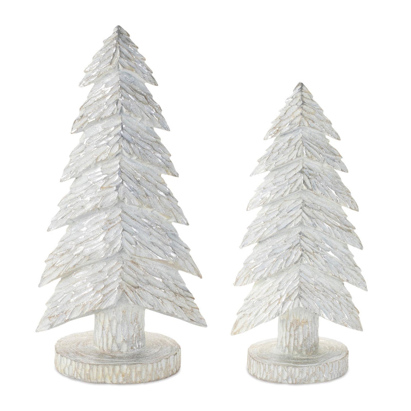 Melrose White Christmas Tabletop Trees (Set of 2)
