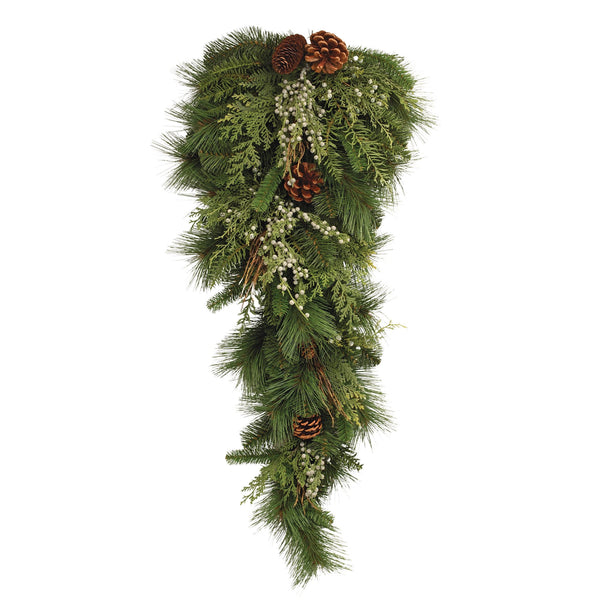 Melrose Mixed Pine Juniper and Pincone Wall Swag 32"H