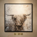 Melrose Framed Mountain Bull Canvas Painting Wall Art 20.5"SQ