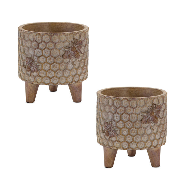 Melrose Resin Honeycomb Bumble Bee Planter with Legs Set of 2 Planter