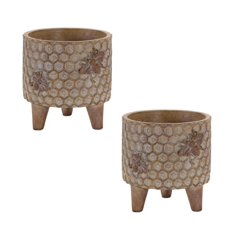 Melrose Resin Honeycomb Bumble Bee Planter with Legs Set of 2 Planter