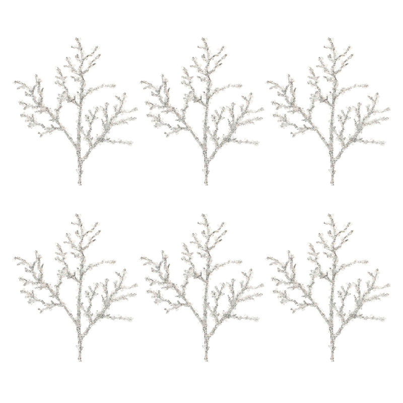 Melrose Sequined Icy Twig Spray (Set of 6)