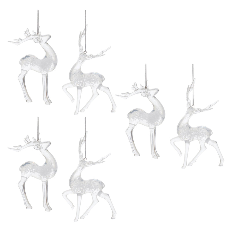 Melrose Clear Bubbled Deer Ornament (Set of 6)