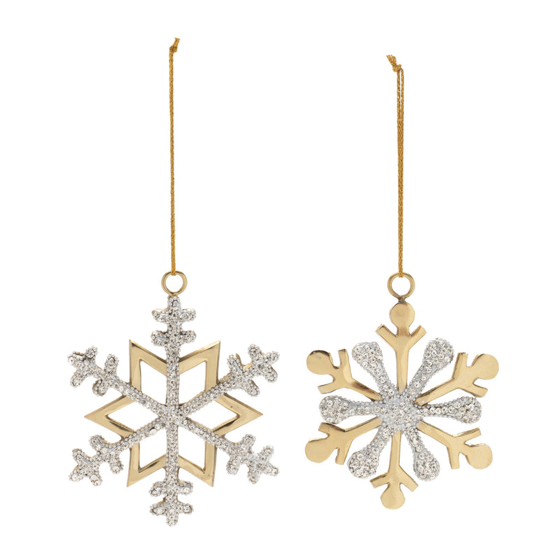 Melrose Jeweled Metal Snowflake Ornament (Set of 2)