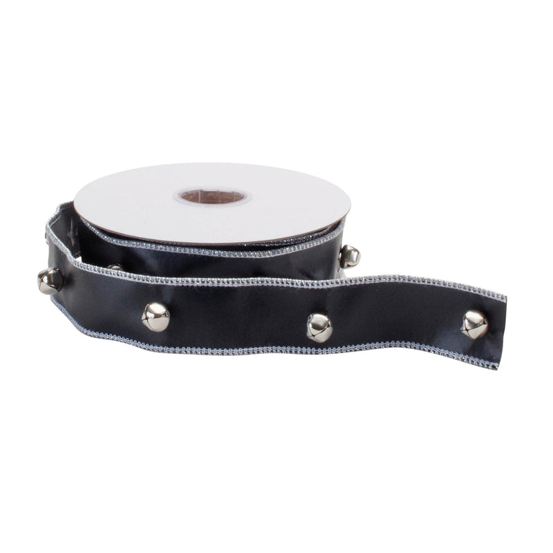 Melrose Jingle Bell Faux Leather Wired Ribbon 1.5" x 5yds.