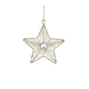 Silver Beaded Metal Star Ornament (Set of 12)