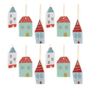 Melrose Ceramic Winter House Ornament (Set of 12)