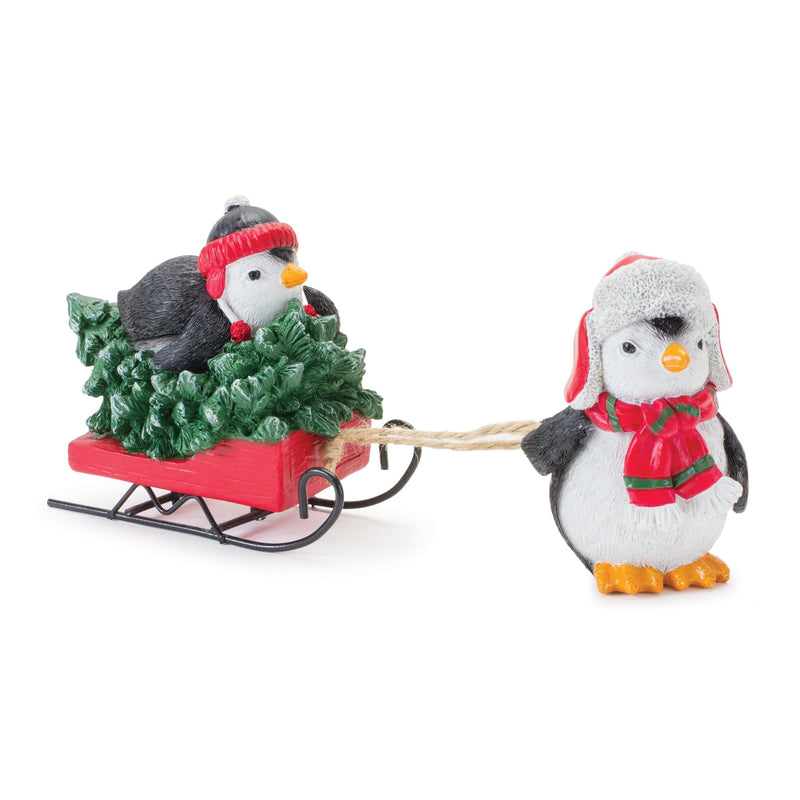 Melrose Playful Penguins with Sled Figurine (Set of 2)